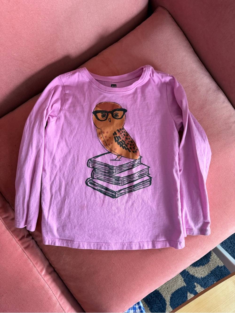 Tea collection Kids Long-Sleeve Pink Owl Graphic Tee 7y